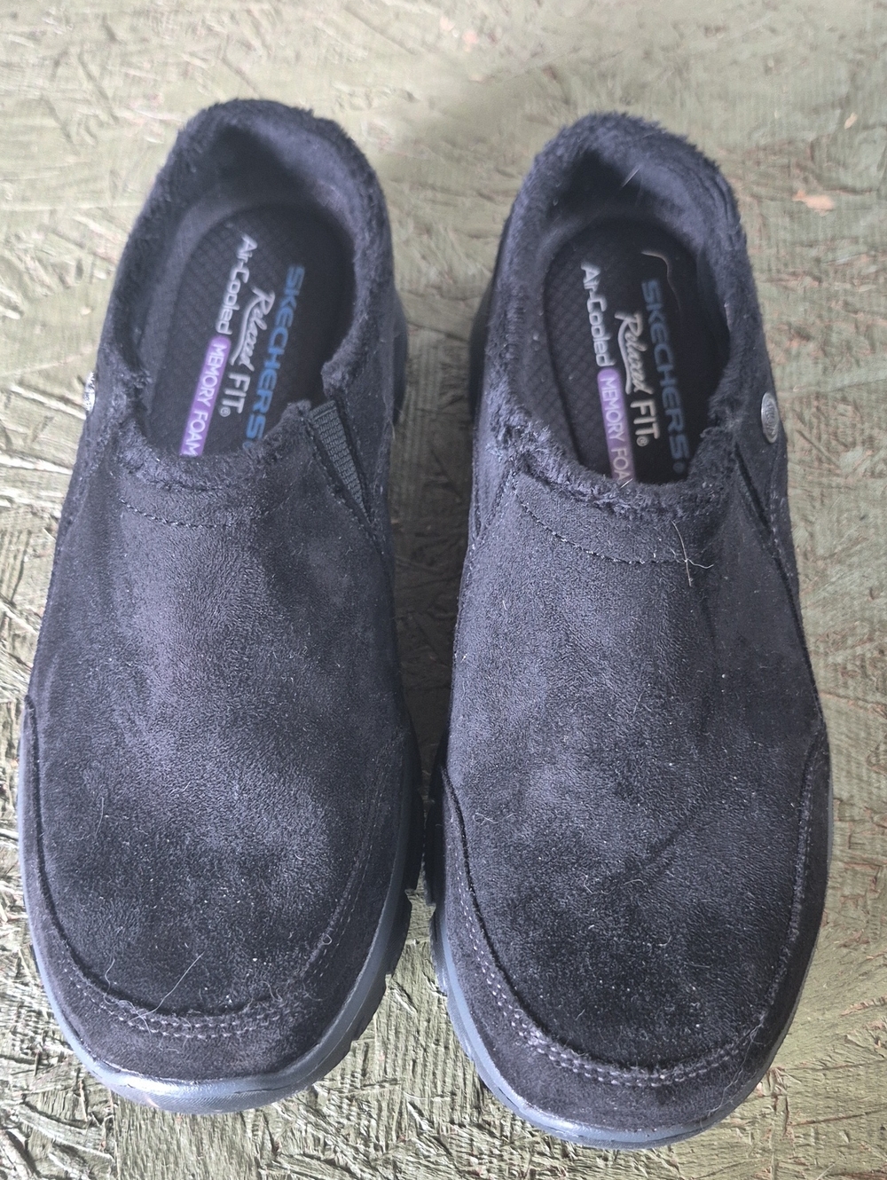 Skechers Black Slip-On Suede Casual Sneakers